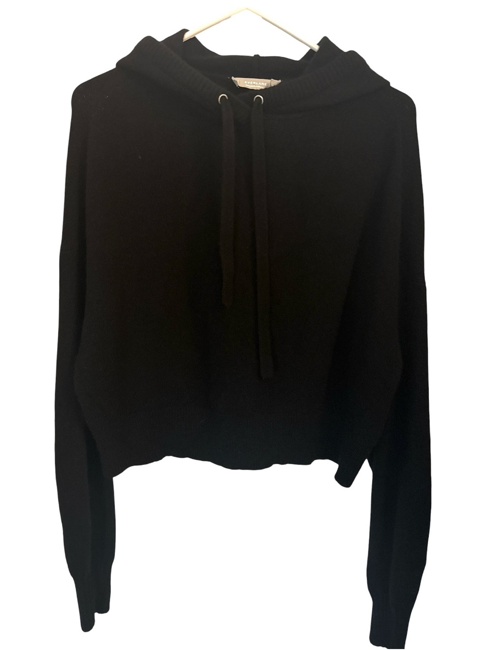 Everlane Recycled Cashmere Cropped Hoodie Sweater – Black